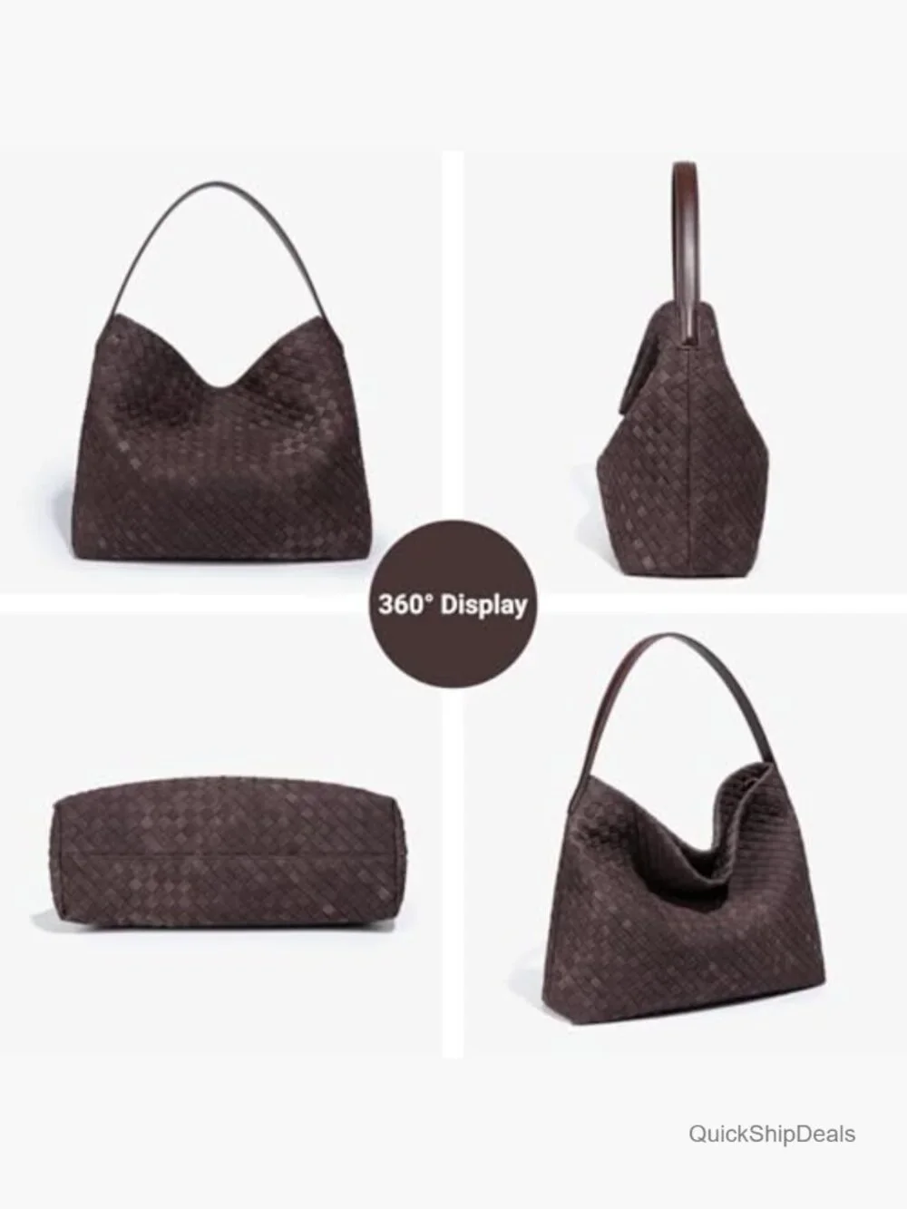 Woven Suede Hobo Bag with Leather Crossbody Strap for Work Travel